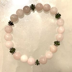 MOLDAVITE AND ROSE QUARTZ  BRACELET